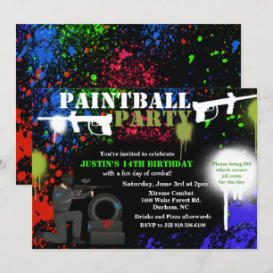 Paintball Party Birthday Invitation