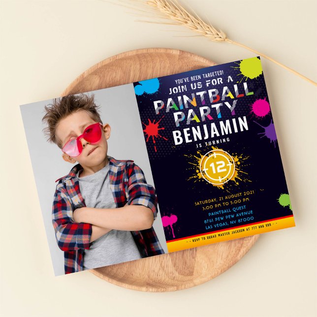 Paintball Party Birthday Photo Invitation (Creator Uploaded)