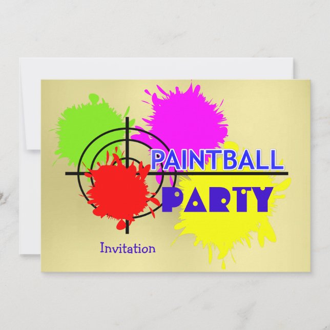 Paintball Party Gun Shot Paint Splats Invitation (Front)