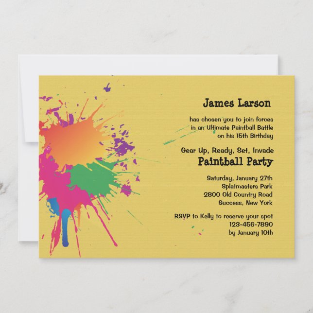 Paintball Party Invitation (Front)