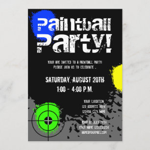Paintball party invitations   Custom invites