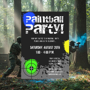 Paintball party invitations Custom invites