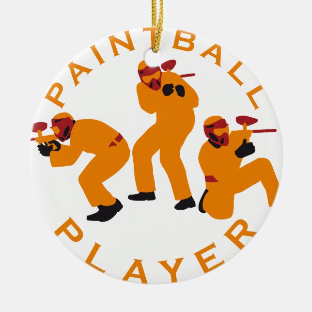 paintball players ceramic tree decoration (Front)