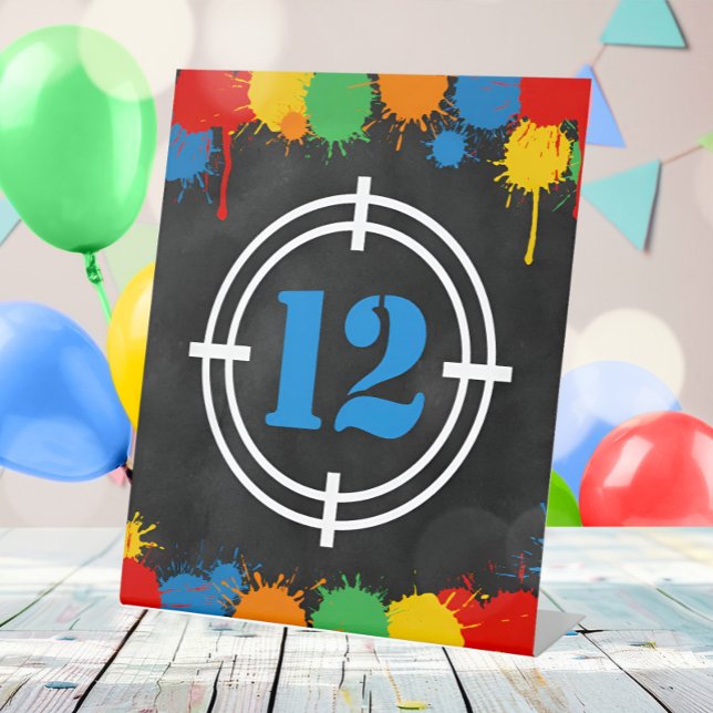 Paintball Splatter Birthday Age Boys Pedestal Sign (Creator Uploaded)