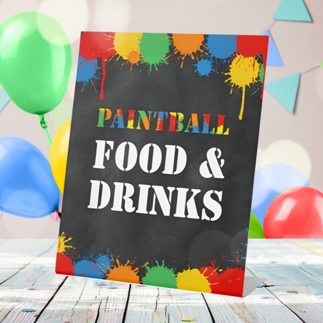 Paintball Splatter Food Birthday Boys Pedestal Sign (Creator Uploaded)