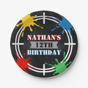 Paintball Splatter Kids Birthday Colorful Paper Plate