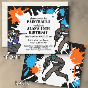 Paintball Theme Birthday Party Kid Invitation