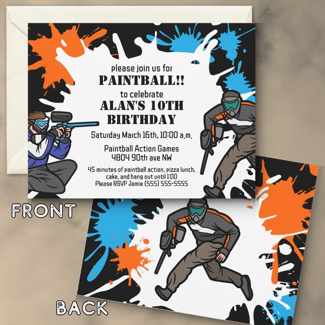 Paintball Theme Birthday Party Kid Invitation (Creator Uploaded)