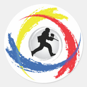 Paintball Tricolor Emblem Classic Round Sticker