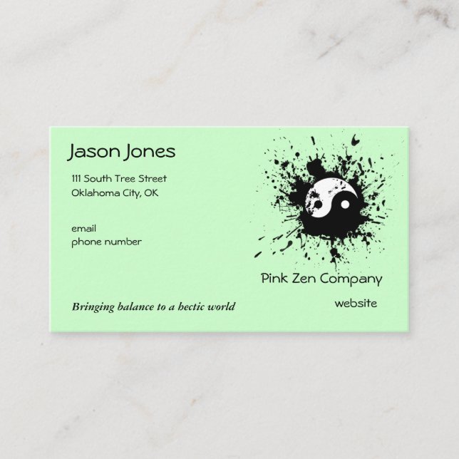Paintball Yin-Yang Splat! Business Card (Front)