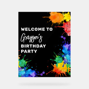 Paintballing Birthday Party Welcome Acrylic Sign