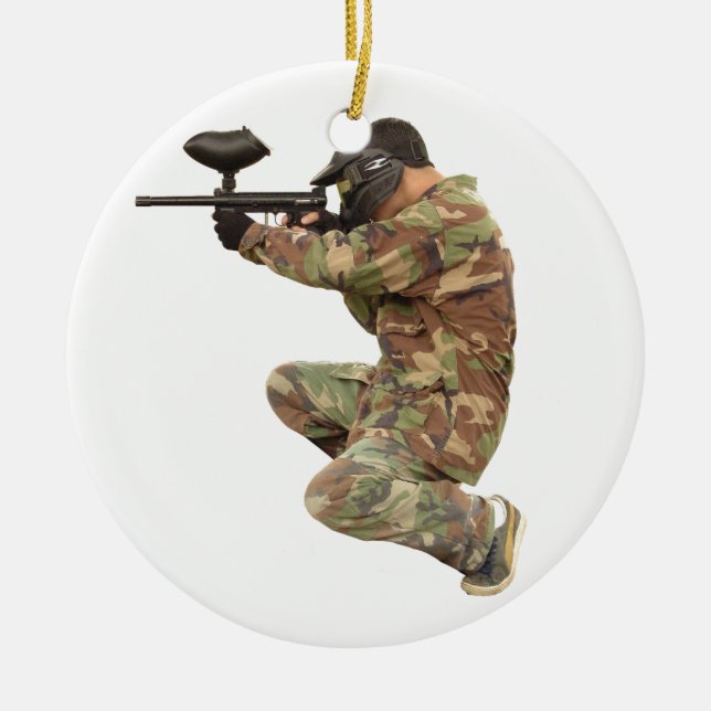 Paintballing Ceramic Tree Decoration (Front)