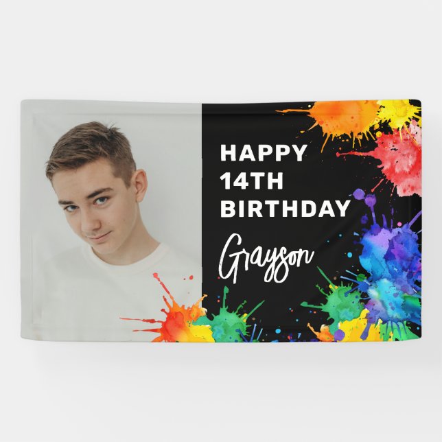 Paintballing Photo Birthday Party Invitation Banner (Horizontal)