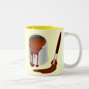PAINTBRUSH AND BROWN PAINT Two-Tone COFFEE MUG