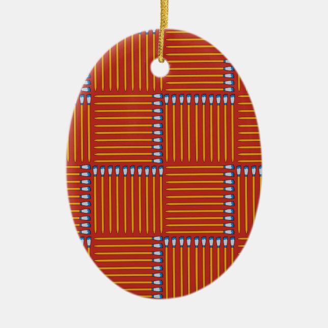 Paintbrush Crosshatch Ceramic Tree Decoration (Front)