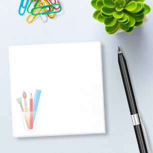 Paintbrush Pencil Ruler Art Craft Supplies Post-it Notes