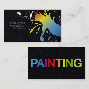Paintbrush with blots of coloured paint in the han business card