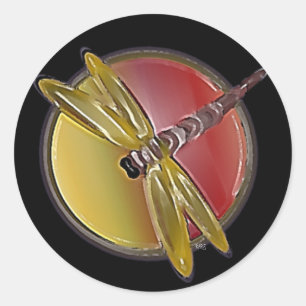 Paintbrushed Dragonfly Classic Round Sticker