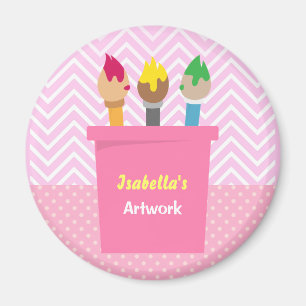 Paintbrushes Little Artists Girls Fridge Magnets