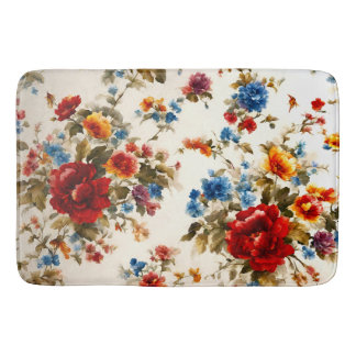 Painted Еlegant & Delicate Colourful Summer Flower Bath Mat