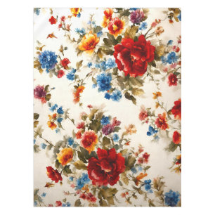 Painted Еlegant & Delicate Colourful Summer Flower Tablecloth