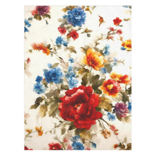 Painted Еlegant & Delicate Colourful Summer Flower Tablecloth