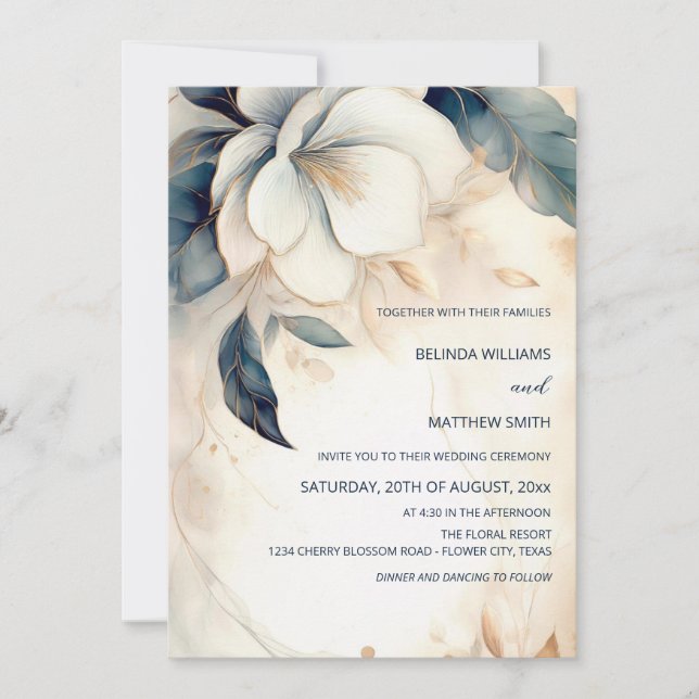 Painted 3 dimensional Flower Invitation (Front)