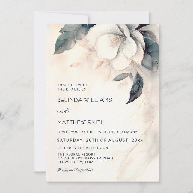 Painted 3 dimensional Flower Invitation (Front)