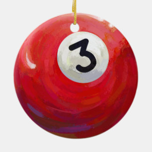 Painted 3 Pool Ball Pattern Ceramic Tree Decoration