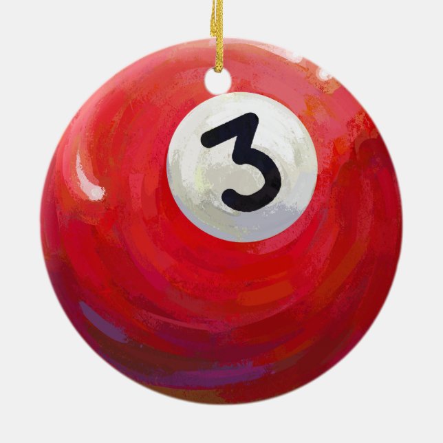 Painted 3 Pool Ball Pattern Ceramic Tree Decoration (Back)