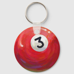 Painted 3 Pool Ball Pattern Key Ring