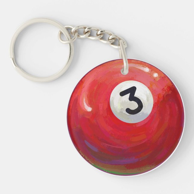 Painted 3 Pool Ball Pattern Key Ring (Front)