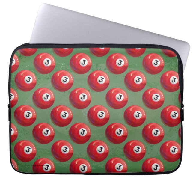 Painted 3 Pool Ball Pattern Laptop Sleeve (Front)