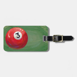 Painted 3 Pool Ball Pattern Luggage Tag