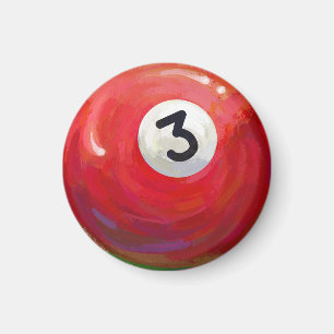 Painted 3 Pool Ball Pattern Magnet