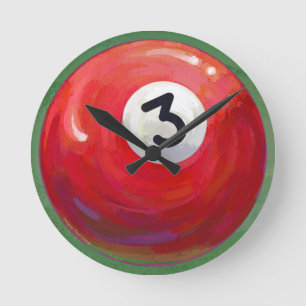 Painted 3 Pool Ball Pattern Round Clock
