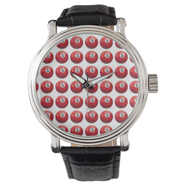 Painted 3 Pool Ball Pattern Watch (Front)