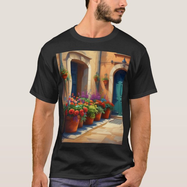 painted a picture of an Italian courtyard T-Shirt (Front)