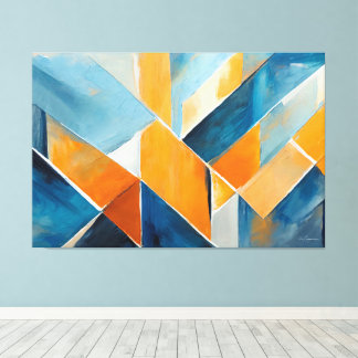 Painted abstract art in Blue orange  Canvas Print