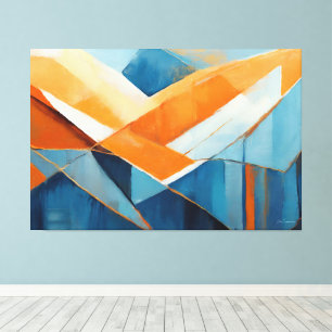 Painted abstract art in Blue orange Canvas Print