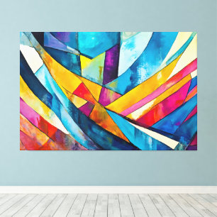 Painted abstract art multicolor canvas print