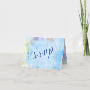 Painted Abstract Blue Wedding Thank You Card
