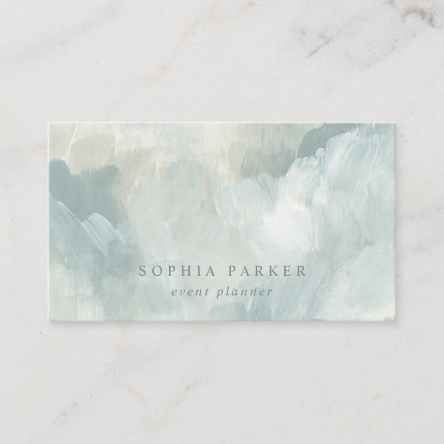 Painted Abstract | Elegant Minimalist Green Business Card (Front)