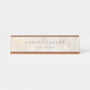 Painted Abstract   Elegant Minimalist Neutral Desk Name Plate