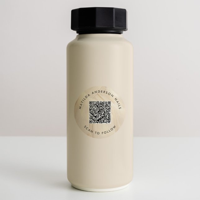 Painted Abstract  Elegant Neutral Simple QR CODE Classic Round Sticker (Creator Uploaded)