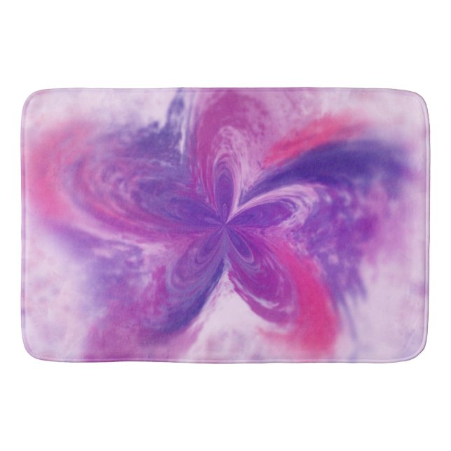 Painted Abstract Fantasy Flower Watercolor Bath Mat (Front)