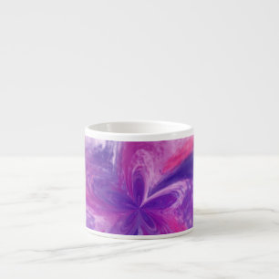 Painted Abstract Fantasy Flower Watercolor Espresso Cup