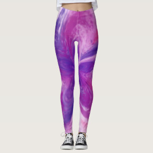 Painted Abstract Fantasy Flower Watercolor Leggings