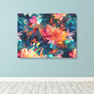 Painted Abstract Floral Giant Mums Canvas Print