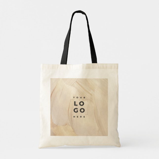 Painted Abstract Natural Elegant Neutral branding Tote Bag (Back)